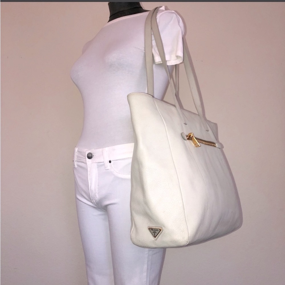 PRADA Soft Leather Zip-Top Tote Bag Carryall